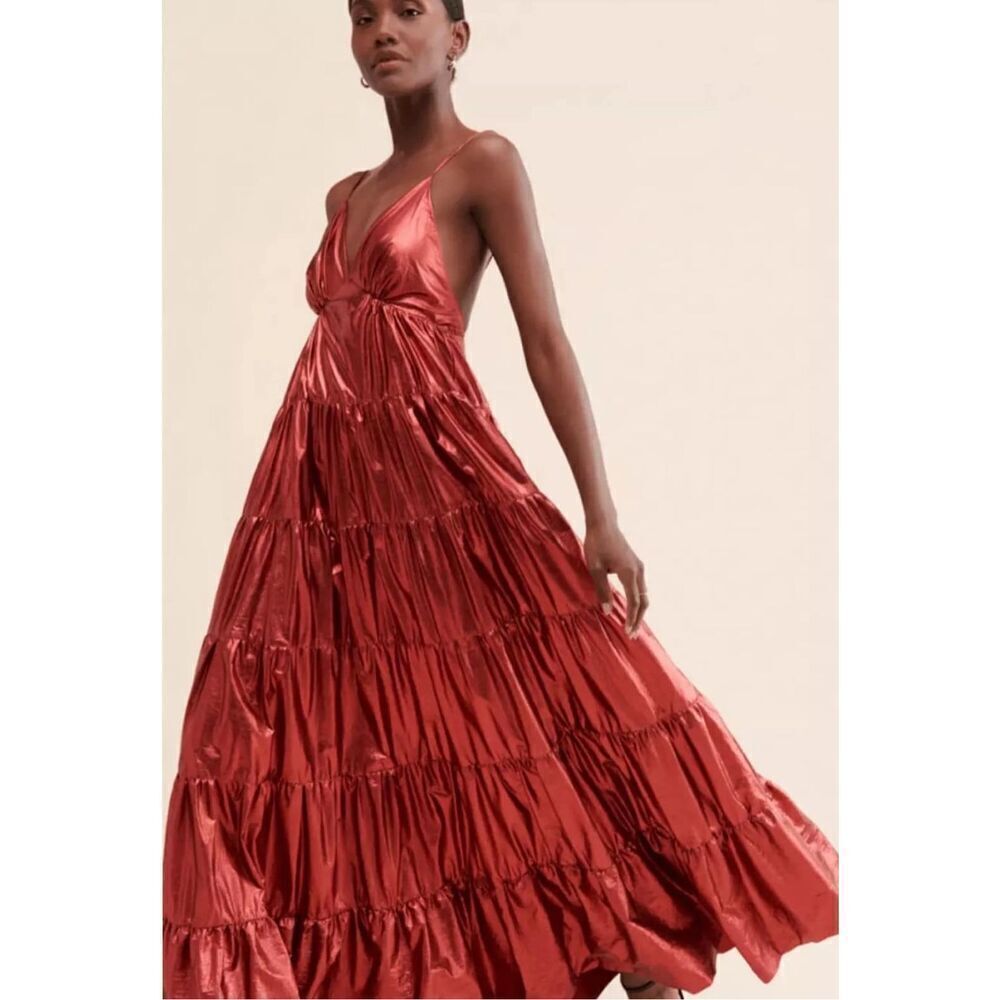 Hutch Metallic Tiered Maxi Dress Size S